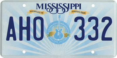 MS license plate AHO332