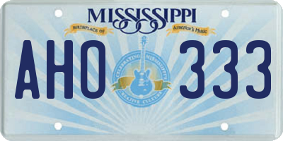 MS license plate AHO333