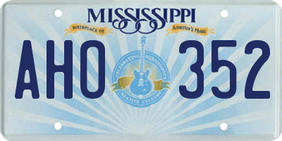 MS license plate AHO352