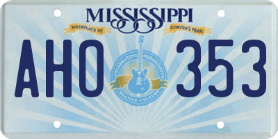 MS license plate AHO353