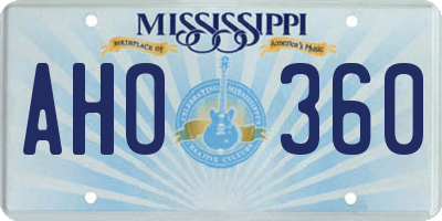 MS license plate AHO360