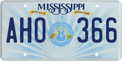 MS license plate AHO366