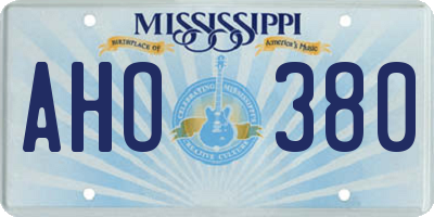 MS license plate AHO380