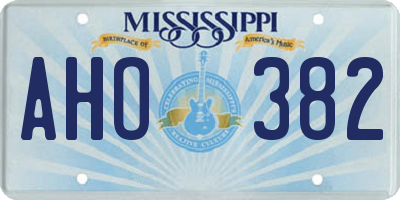 MS license plate AHO382
