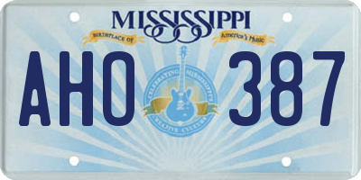 MS license plate AHO387