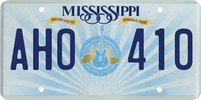 MS license plate AHO410