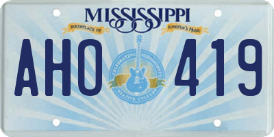 MS license plate AHO419