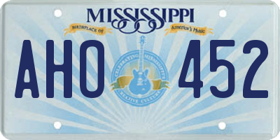 MS license plate AHO452