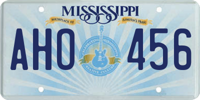 MS license plate AHO456