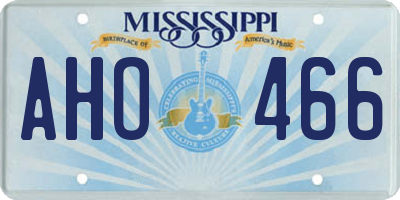MS license plate AHO466