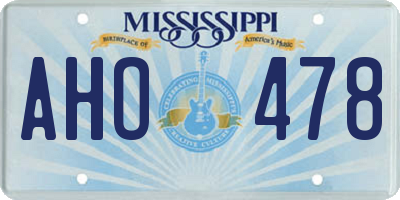 MS license plate AHO478