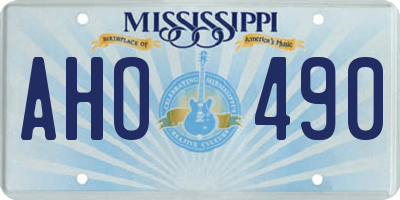 MS license plate AHO490