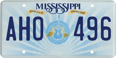 MS license plate AHO496