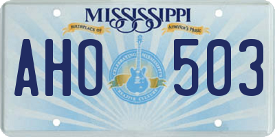 MS license plate AHO503