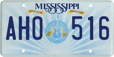 MS license plate AHO516