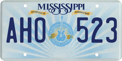 MS license plate AHO523