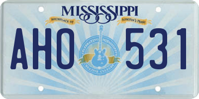 MS license plate AHO531