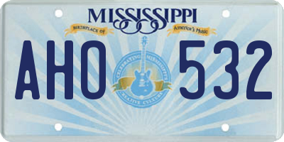 MS license plate AHO532