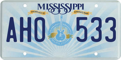 MS license plate AHO533