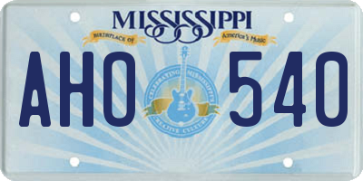 MS license plate AHO540