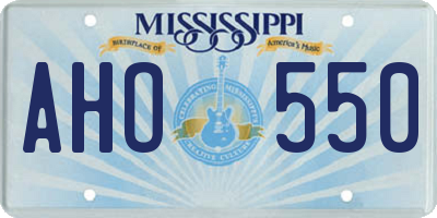 MS license plate AHO550