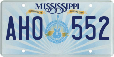MS license plate AHO552