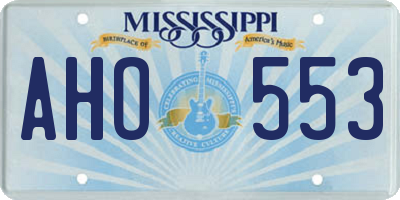 MS license plate AHO553