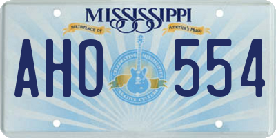 MS license plate AHO554