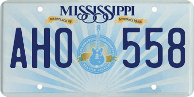 MS license plate AHO558