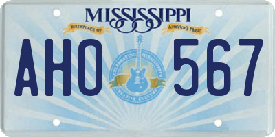 MS license plate AHO567