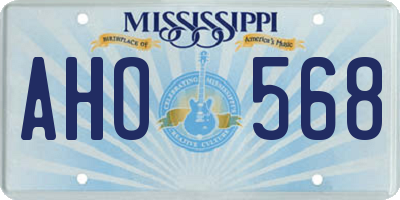 MS license plate AHO568