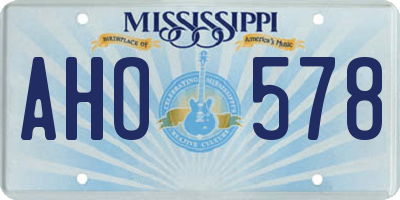MS license plate AHO578
