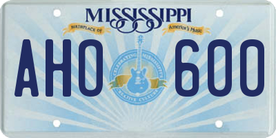 MS license plate AHO600