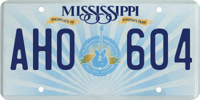 MS license plate AHO604