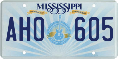 MS license plate AHO605