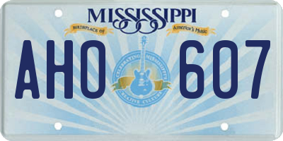 MS license plate AHO607