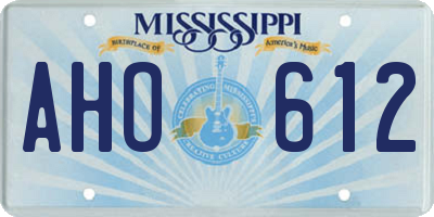 MS license plate AHO612