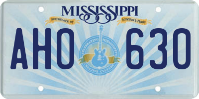 MS license plate AHO630