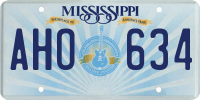 MS license plate AHO634