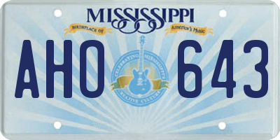 MS license plate AHO643