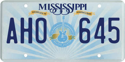 MS license plate AHO645