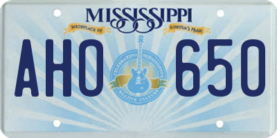 MS license plate AHO650