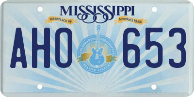 MS license plate AHO653