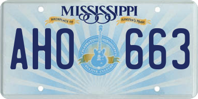 MS license plate AHO663