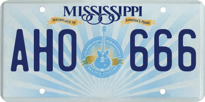 MS license plate AHO666