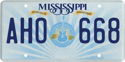 MS license plate AHO668