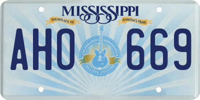 MS license plate AHO669