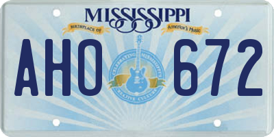 MS license plate AHO672