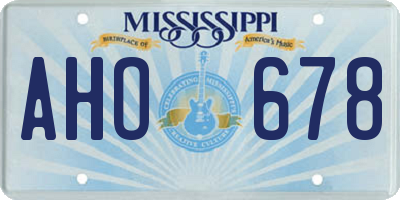 MS license plate AHO678
