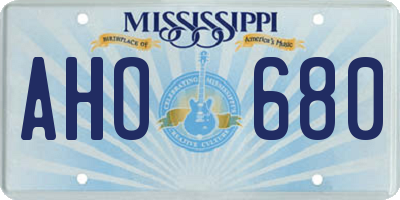 MS license plate AHO680